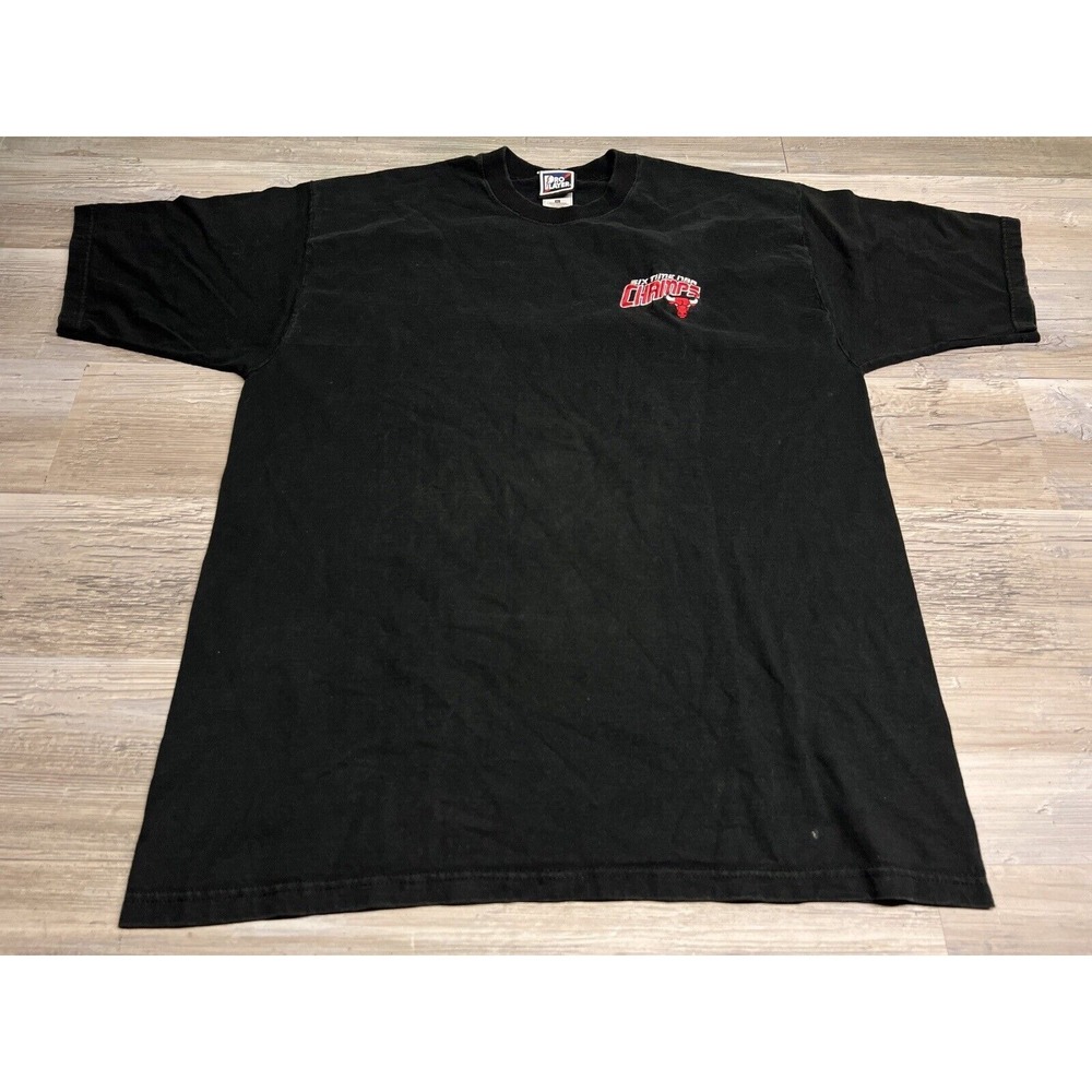 Vintage 90s Chicago Bulls T-Shirt Six Time NBA Champions Black Mens Size X Large